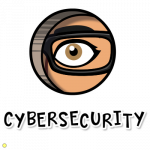 Cartoon image of an eye peering through a hole depicting cybersecurity