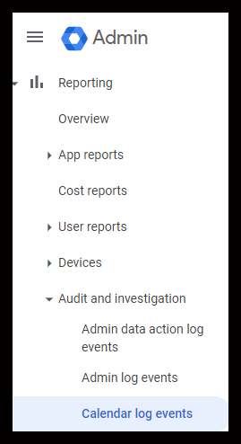 Path to calendar log in Admin console