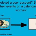 Thumbnail Deleted user event still on calendar