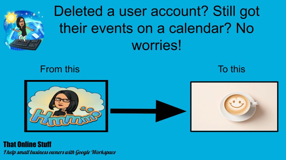 Thumbnail Deleted user event still on calendar